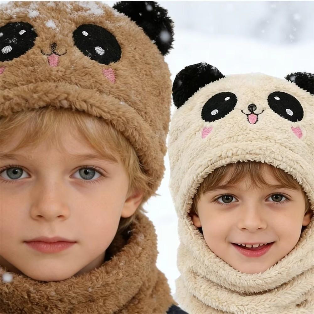 Fleece Kids Winter Hats Cartoon Warm Bonnet Scarf Fashion Children Beanie Caps Outdoor