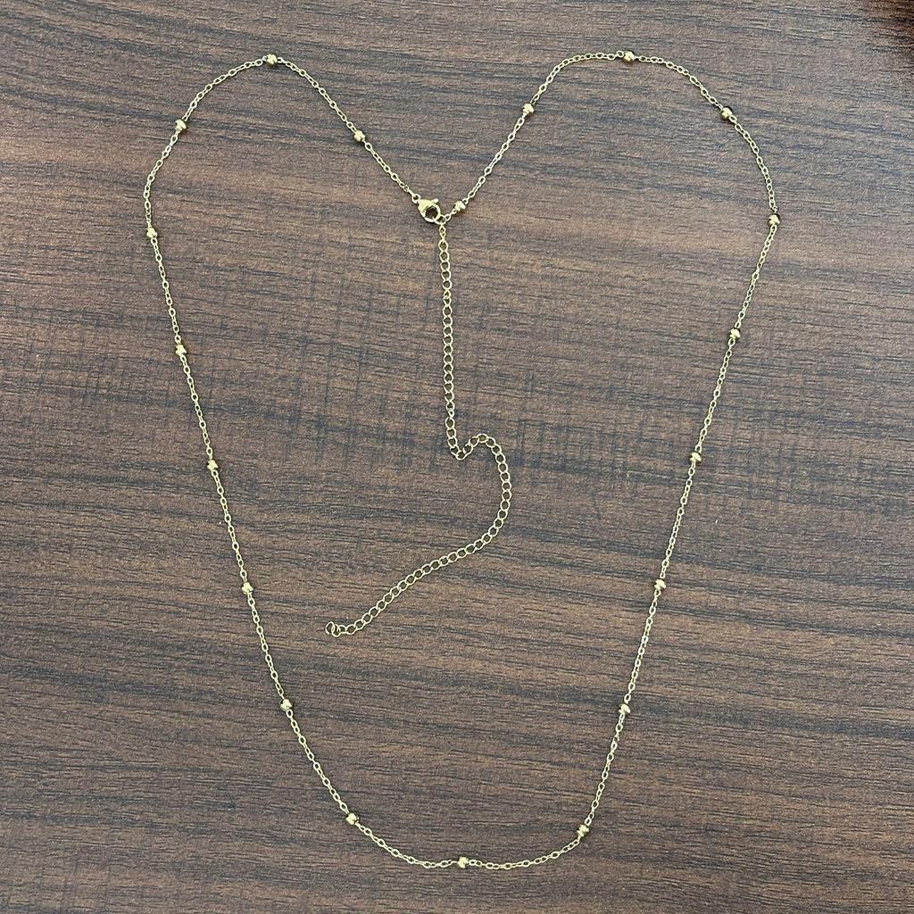 18K Gold-Plated Stainless Steel Beaded Waist Chain with Cross Clip - Women's Summer Jewelry.