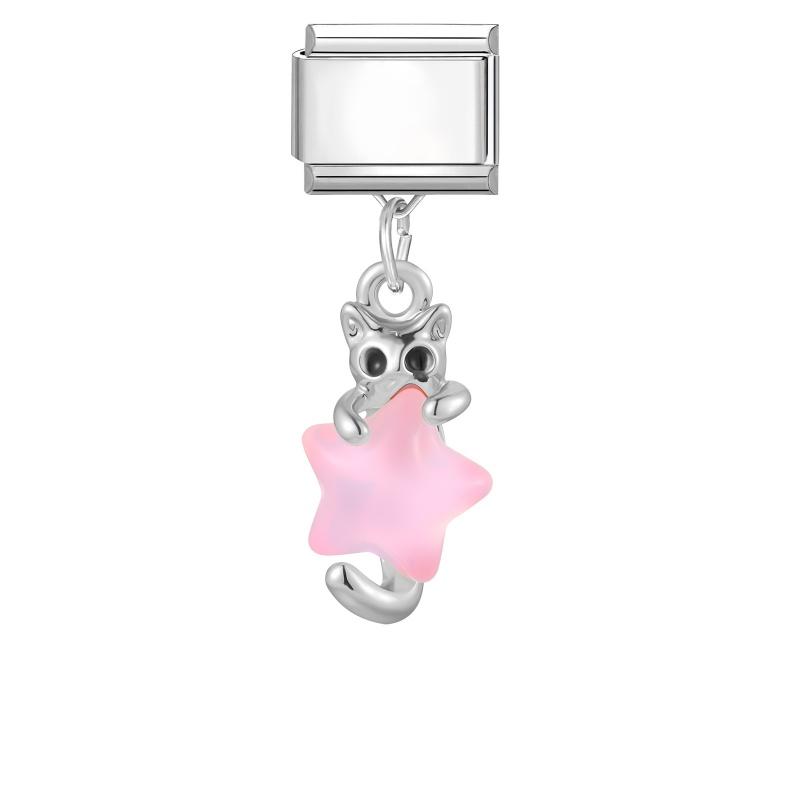 2026 New Creative DIY Dreamy Shiny Sunflower Cat Heart Bow Star Cherry Moon Pendent Charm Fit 9MM Stainless Steel Bracelet Gift