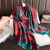 New silk scarf new silk satin printed shawl holiday fashion sunscreen long section simulation silk scarf