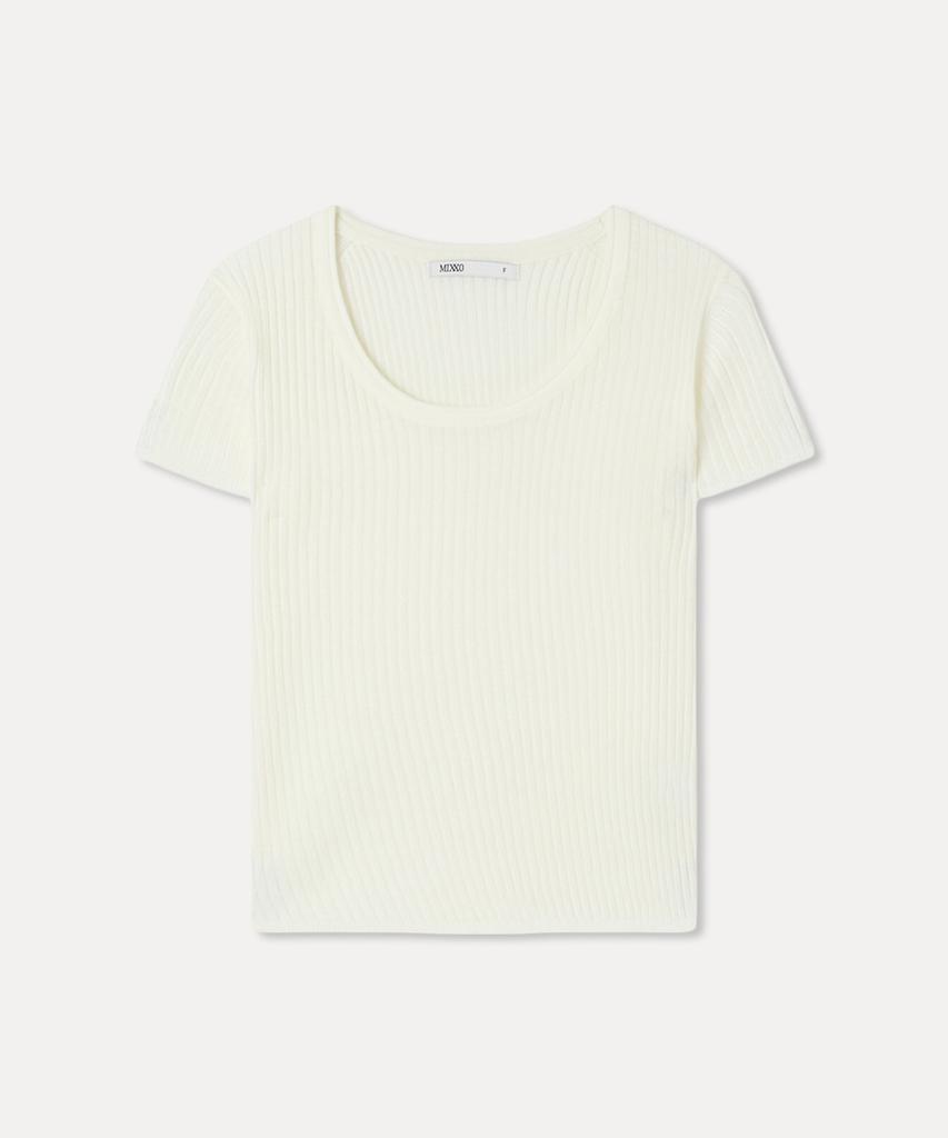 MIXXO Scoop Neck See-Through Short Sleeve Knit Re Kag51Ss_Miwkag71Qs
