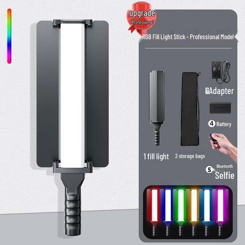RGB Handheld LED Fill Light Stick with Barn Doors for Professional Outdoor Portrait Photography