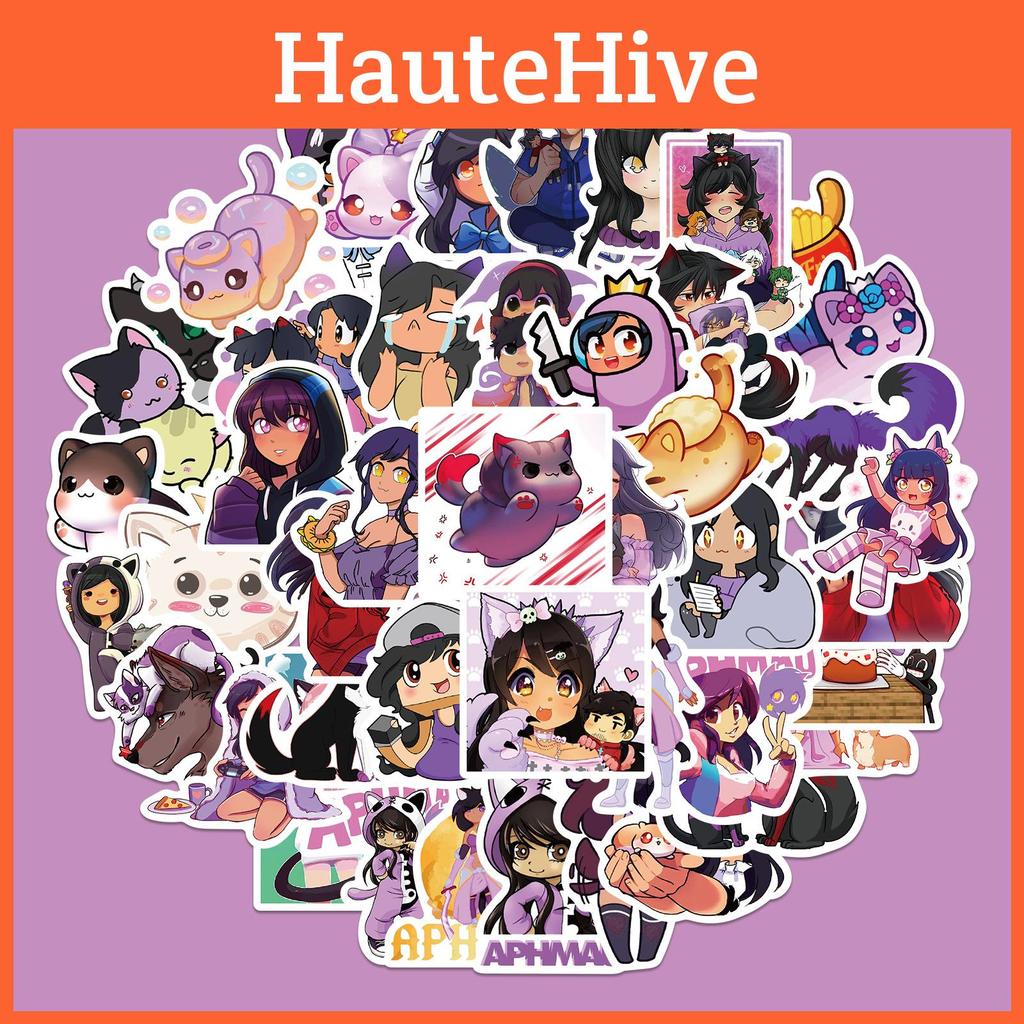 50 Stück wasserfeste Cartoon-Aphmau-Graffiti-Aufkleber zur Notizbuchdekoration