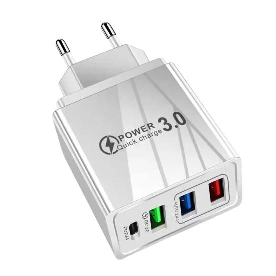 Multi Port PD Charger with 3 USB Ports Type C Compact Travel Charger Fast Charging Adapter