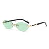New European American Frameless Cut Edge Oval Sunglasses Hip Hop Fashion Eyewear