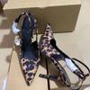 Spring High Heels Women's Mary Jane Shoes Retro Leopard Print Sexy Ankle Strap Slingbacks Luxury Designer Ladies Pumps