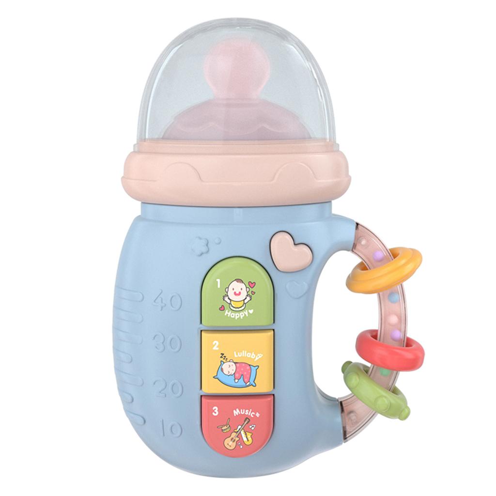 Infant Bottle Shape Teether Toy Soothing Sounds and Lullaby Machine for Early Education