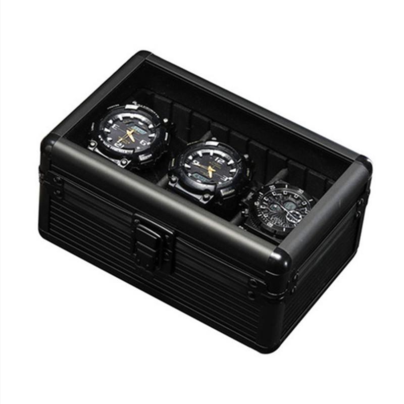 3-Piece Aluminum Watch Box: Multi-Color Storage with Transparent Lid & 3 Slots