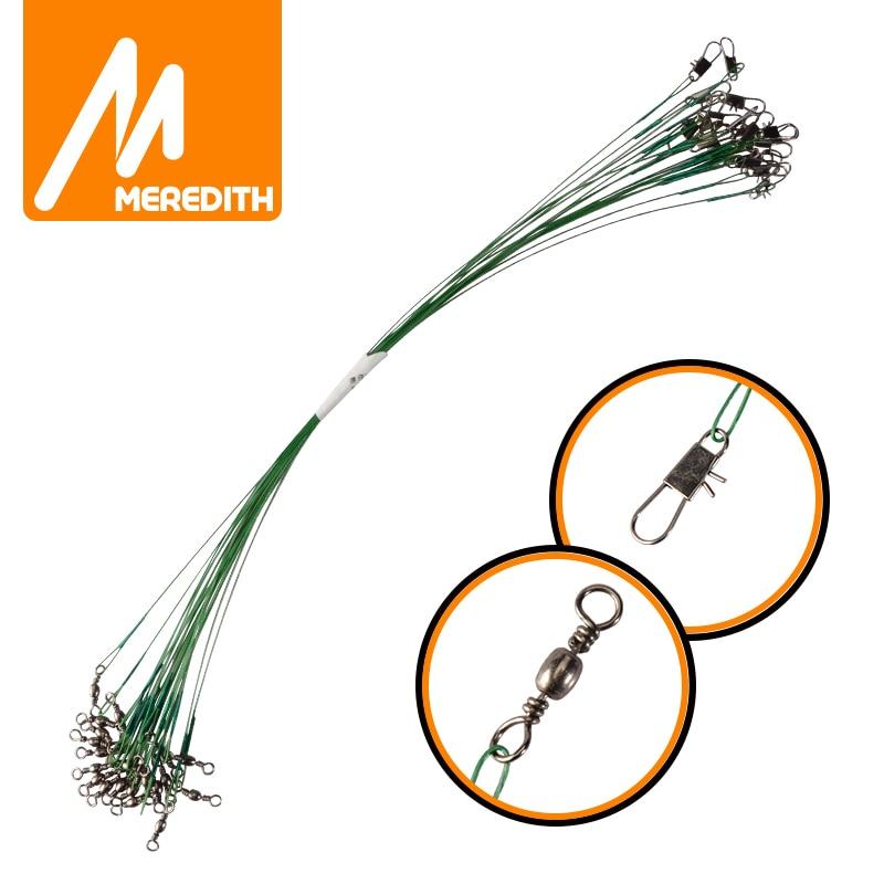 MEREDITH Filo da Pesca in Acciaio Anti-Morso 15cm-30cm Terminale in Filo d'Acciaio con Girella Accessorio da Pesca Treccia con Nucleo in Piombo Filo da Pesca