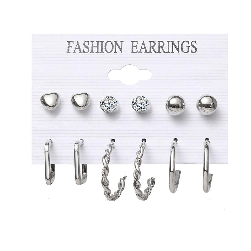 IF ME Fashion Resin   Earrings Set Checkerboard Heart Crystal Butterfly  Earring Women Jewelry Accessories