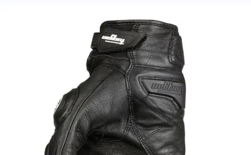 zmart Motorcycle Gloves, Black Racing Genuine Leather, Road Riding Team Gloves for Men, Summer/Winter, Black, Size XL