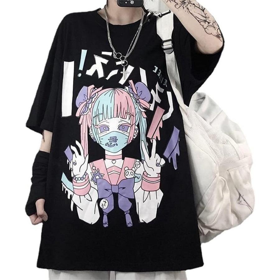 

Women Summer Gothic T-Shirt Anime Aesthetic Print Harajuku Fashion Casual Tops XXXXXL різнокольоровий