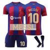 Set Maglia da Calcio Barcelona Messi per Bambini, Blu Bianco, Traspirante Asciugatura Rapida, Taglia Gioventù