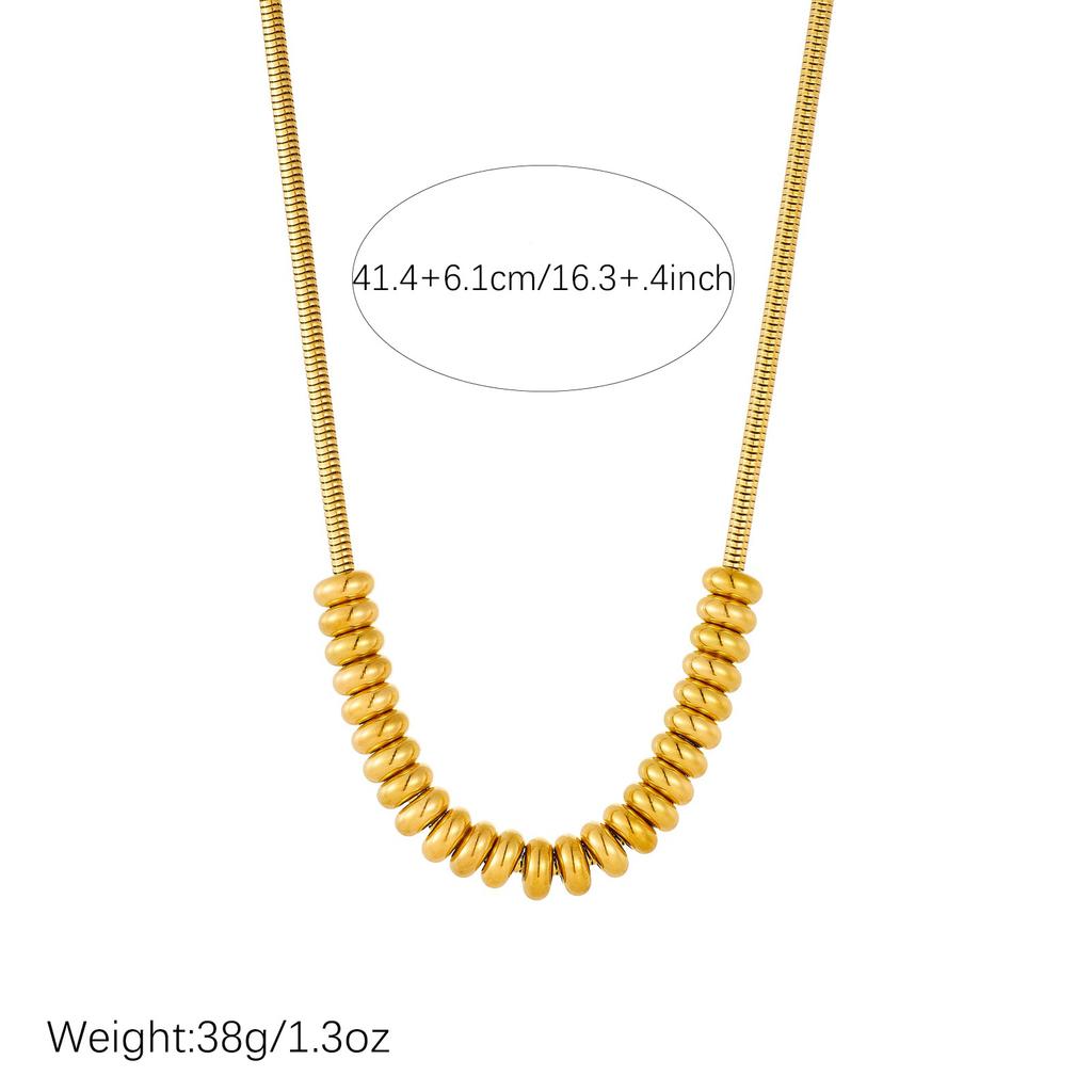 New European and American style punk gold-plated necklace, stainless steel heavy-duty minimalist style, personalized beaded accessory clavicle chain