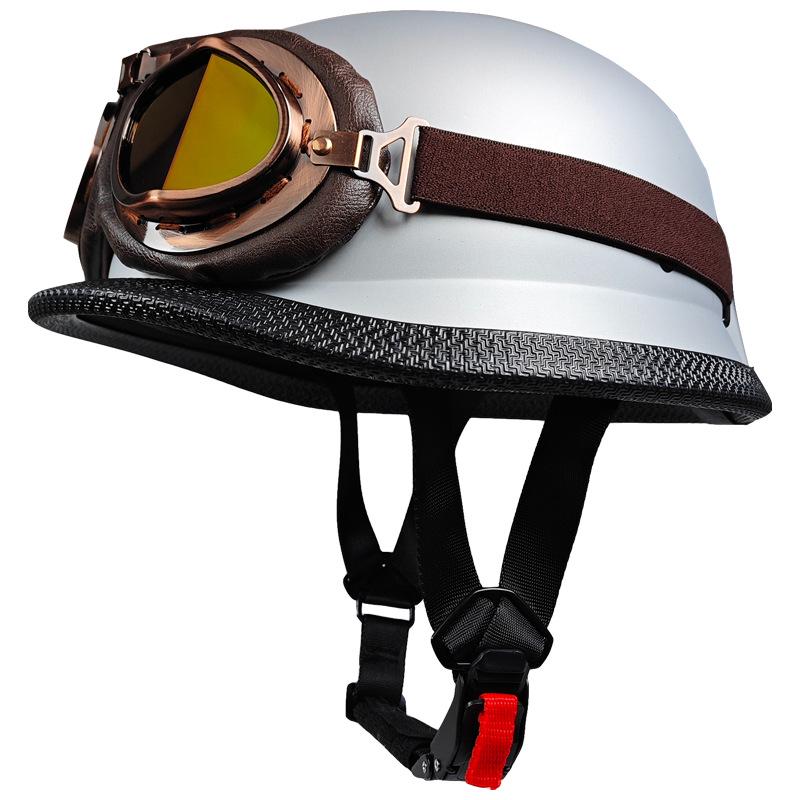 Unisex Vintage Motorcycle Half Helmet: Lightweight, Personalized German Style Pot Helmet for Summer Riding Small