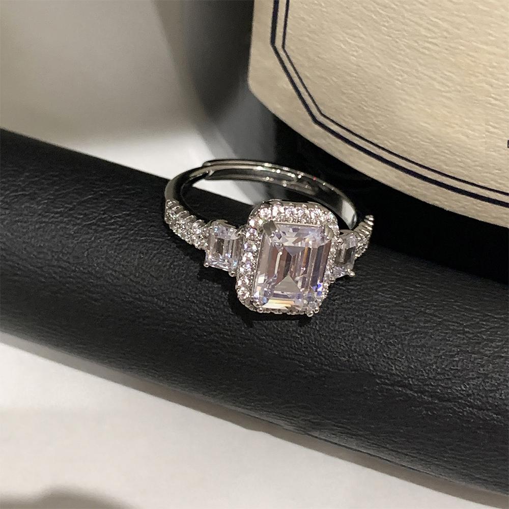 VENTFILLE 925 Sterling Silver Zircon Geometry Ring Shining Engagement Sweet Minimalism Fashion Versatile Jewelry Gift Dropship