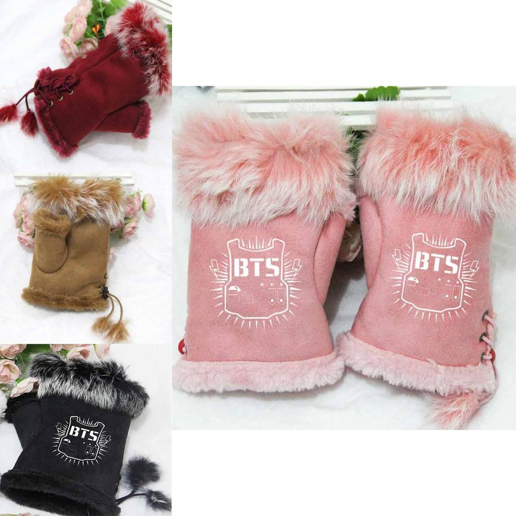Halbe Paar 1-Finger-Handschuhe BTS Kpop Warme Handschuhe Schnürhandschuhe Fingerlos Neue Handschuhe