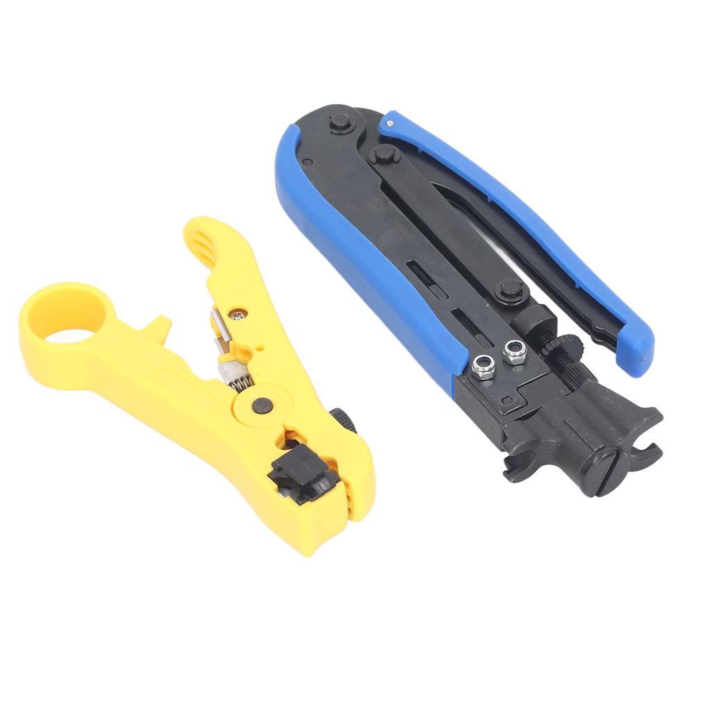Coaxial Cable Crimping Pliers Combination Tool Adjustable Portable Coax Stripper Crimper Tool Kit