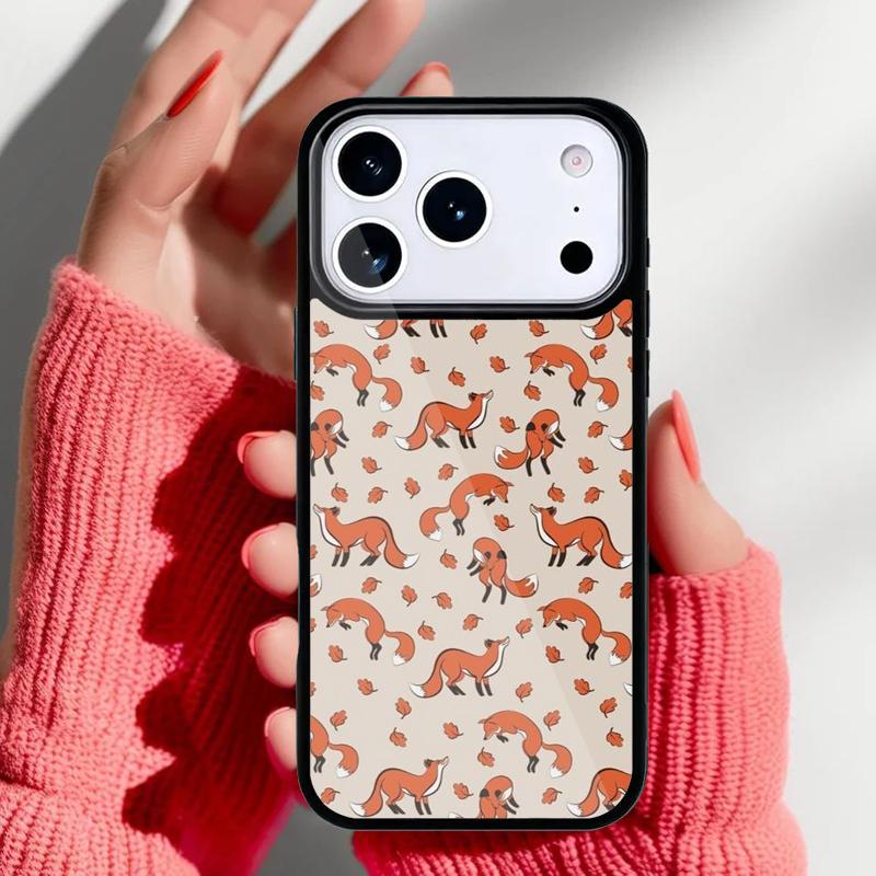 Autumn Leaves Fall Fox Phone Case for iPhone 17 16 15 14 13 Pro Max Back Cover for 12 11 Pro Coque