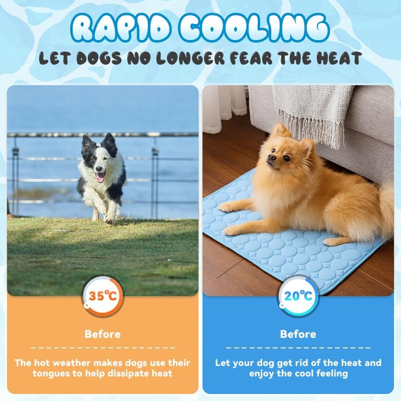 Hundematte, kühlende Sommerunterlage für Hunde, Katzendecke, Sofa, atmungsaktives Haustier-Hundebett, Sommer, waschbar, für kleine, mittelgroße und große Hunde im Auto