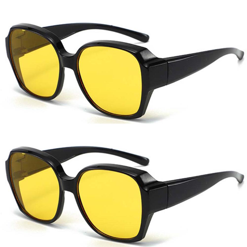 

2 Pack Night Vision Driving Glasses Fit Over Eyeglasses for Women Men , Anti Glare Night Vision Goggles Yellow Lens чёрный