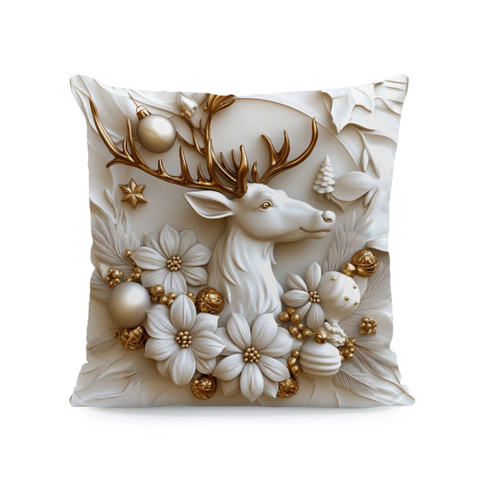 

Christmas-themed Gold Pillowcases, Christmas Tree-shaped Cushions, For Home Use, Sofas, And Bedrooms. One Size