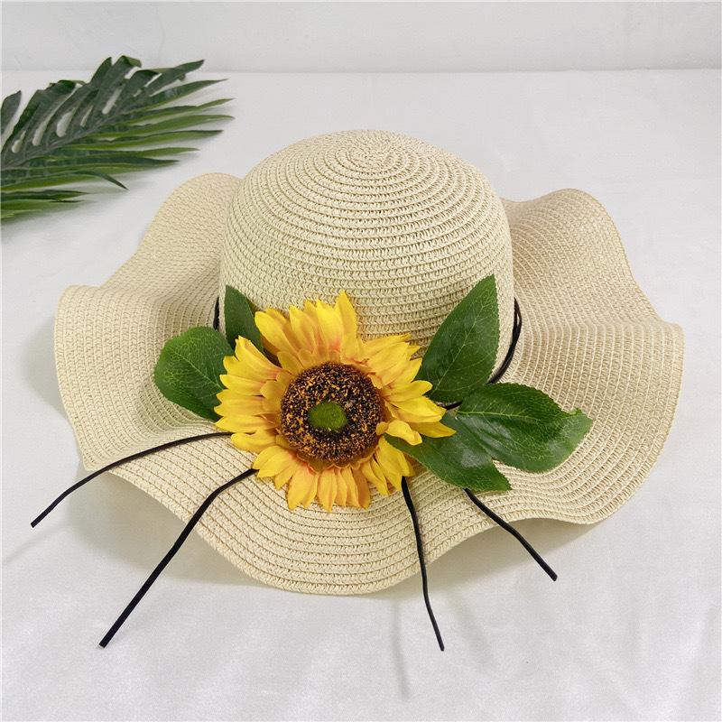 

New Spring Summer Flower Hat French Women s Straw Flat Hat Elegant Beach Hat Barrel Cap Sun Hats Outdoor Travel Sun Caps 54-59cm бежевий