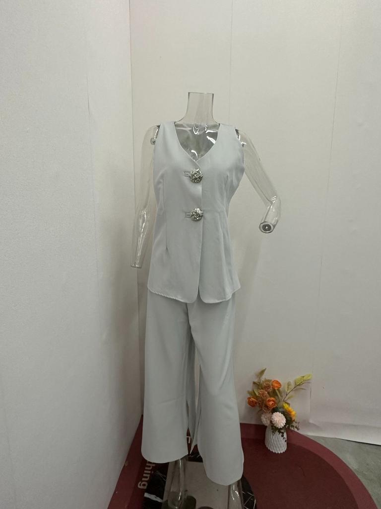 Summer European American Sleeveless Slim Fit Vest Temperament Commuter Pants Suit