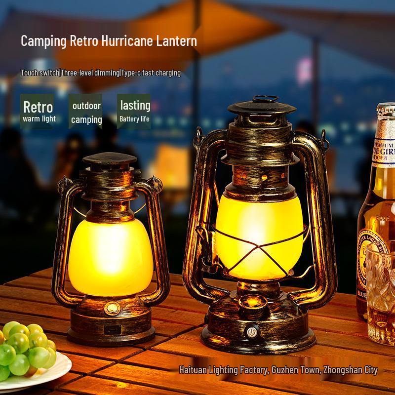 Cross-Border Retro Lantern: Charging Bar Table, Decorative Atmosphere, Outdoor Camping Desk Lamp