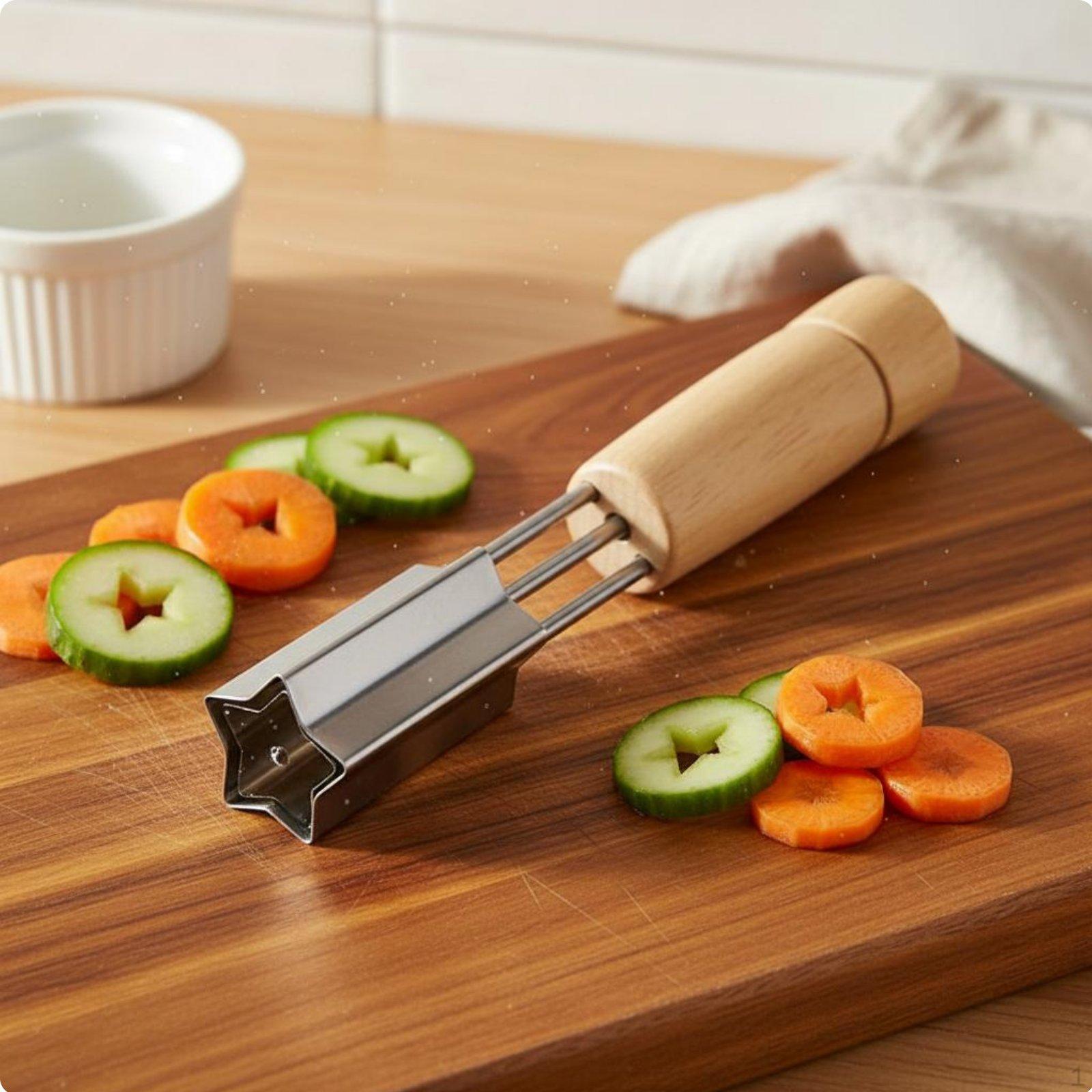 Stainless Steel Cookie Stamp Multifunctional Food Press Fruit Shape Cutter for Bento Star