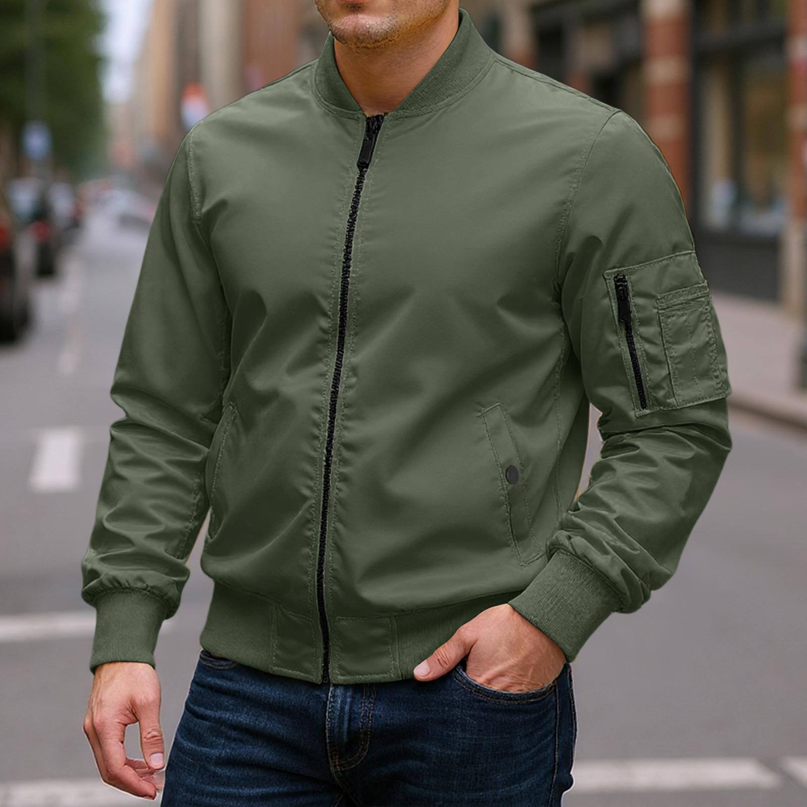 

Men s Relaxed-Fit Casual Workwear Baseball Jacket Long-Sleeve Outerwear L