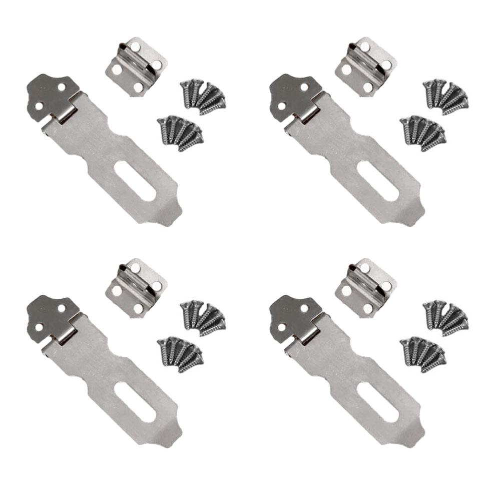 

Fasteners Buckle Padlock Silver Stainless Steel With Screws Anti-Theft Door Buckle Lock Lock Plate Hasp Padlock 2 inch