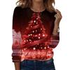 Women's Fashion Christmas Print Crewneck Long Sleeve Pullover Top for Holiday Party