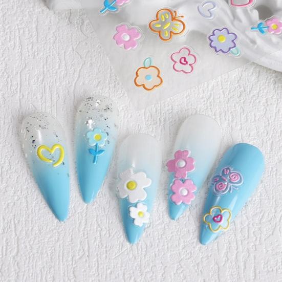 Samolepka na nehty 5D Graffiti Květiny Reliéfní design Tenký trojrozměrný Transform Nails Art Decal