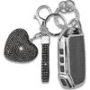 Key Fob Cover with Heart Keychain, Car Key Shell Compatible with Kia - Soul - Forte - Telluride K5 - Seltos NIRO Sportage Sorento Protector (Silver)