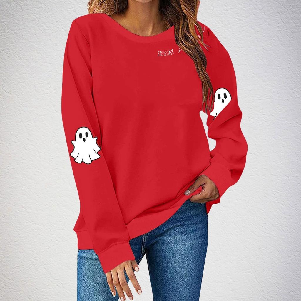 Women's Casual Fashion Print Long Sleeve O-Neck Sweatshirts Pullover Top Blouse
