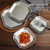 ZISIZ Retro Gold Square Stainless Steel Snack Plate