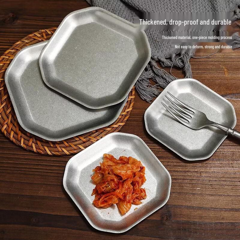 ZISIZ Retro Gold Square Stainless Steel Snack Plate