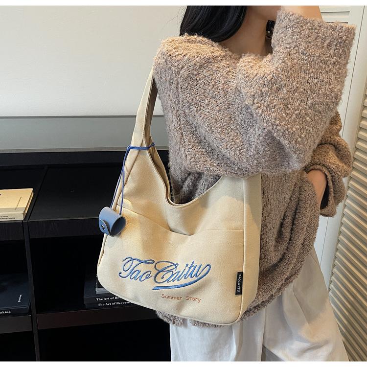 Canvas bag women's large-capacity autumn and winter versatile casual shoulder bucket bag premium tote bag