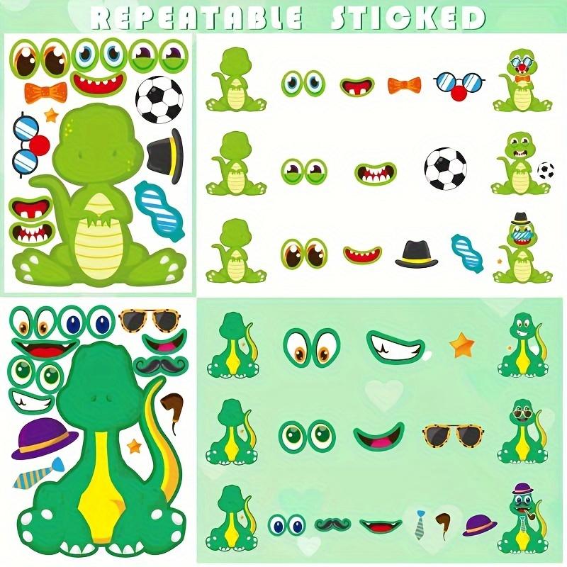 18Pcs Dragon DIY Cute Cartoon Puzzle Sticker Creative Animals Make A Face Assembly Stickers Children's Toys