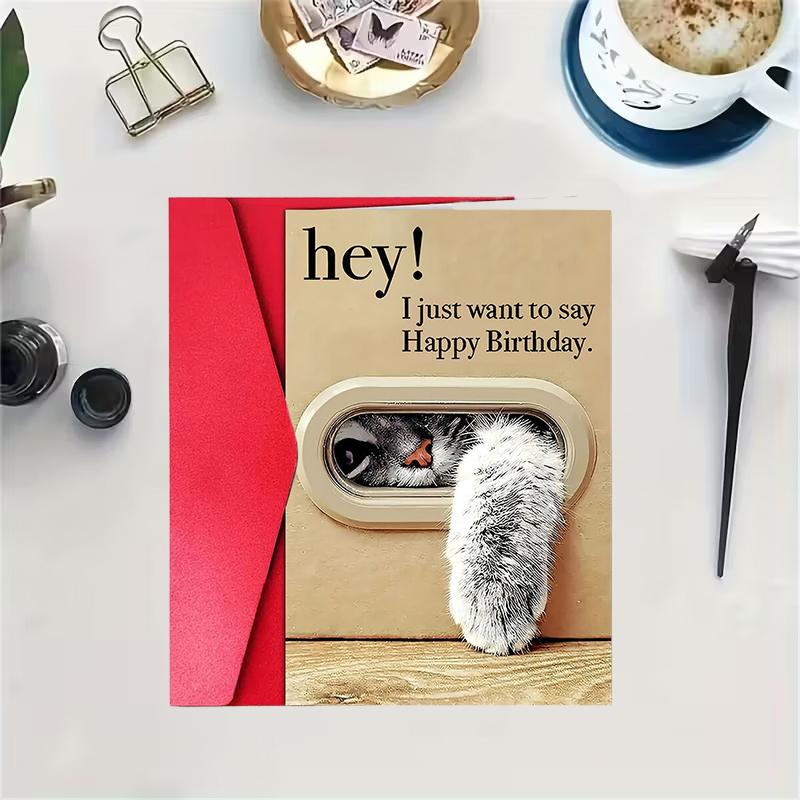 Cute Funny Cat Birthday Card Valentine'S Day Greeting Card Invitation Card With Envelope Unique Gift For Teachers Parents Friend