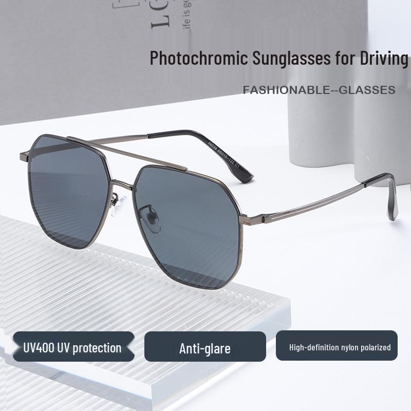 Men s High-Definition Nylon Polarized Sunglasses - Photochromic, Anti-UV, Perfect for Driving, Premium Quality C1 Gunmetal Frame Gray Lens