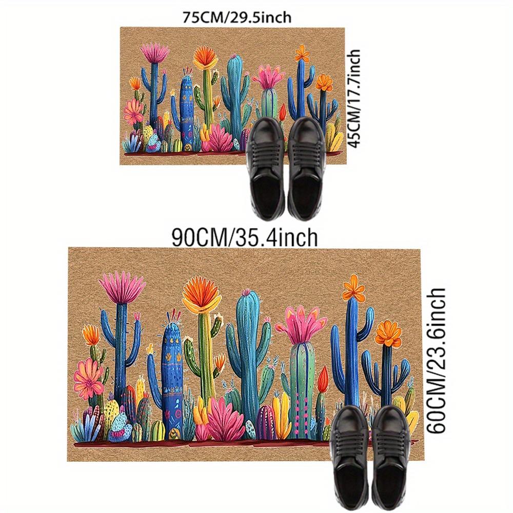 VIKAMA Beautiful Cactus Flower Carpet Lightweight Doormat Stain-Resistant Welcome Mat Rug For Bedroom Carpet For Live Room Home