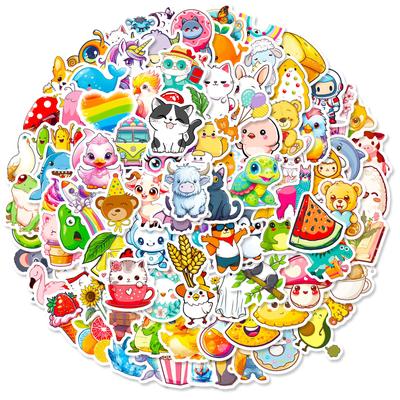 100 Small Size 4cm Animal Food Small Fresh Cartoon Graffiti Stickers DIY Suitcase Mobile Phone Case Stickers