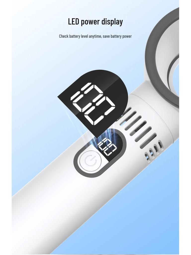 Digital Display USB Charging Bladeless Fan - Portable Desktop & Handheld Model