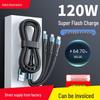 120W Braided Type-C Car Charger: Three-in-One Fast Charging Cable