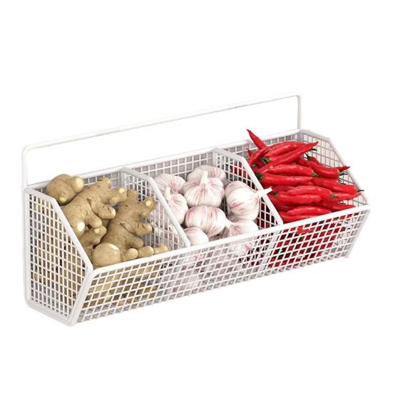 Storage Rack Wall Mounted Organizer with 360° Ventilation And Compartments Design Storage Basket for Kitchen