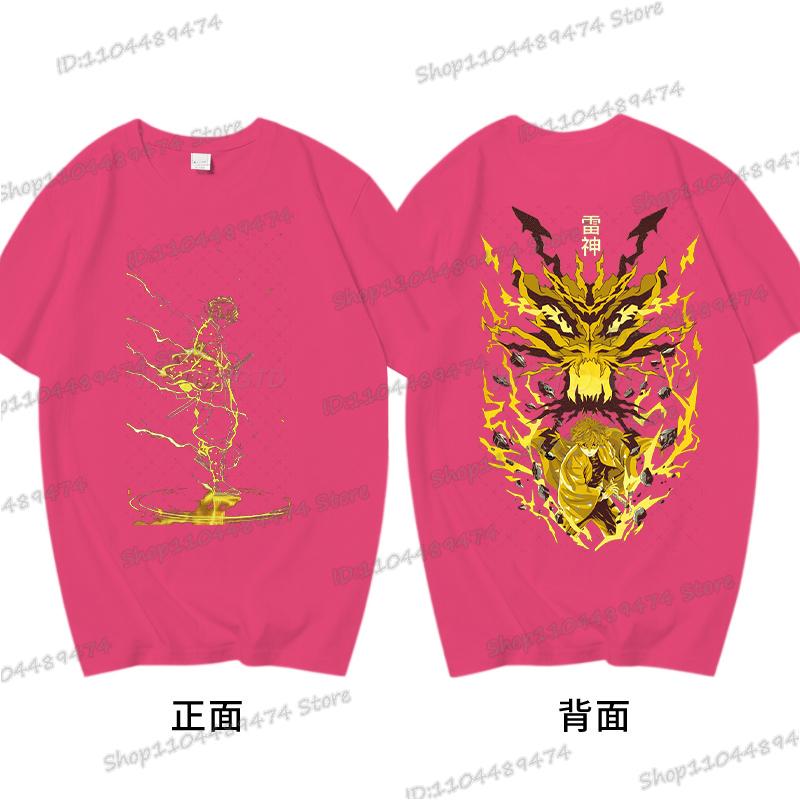 Demon Slayer T Shirts Anime Agatsuma Zenitsu Vintage Cotton Comfortable T-shirts Casual Loose T Shirt Male Female Streetwear