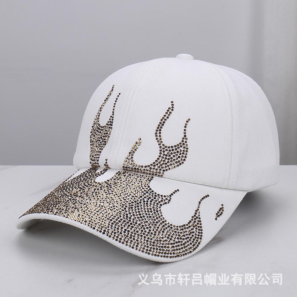 Spring and summer new personalized design fashionable flame hot diamond versatile baseball cap women's outdoor leisure sunshade cap