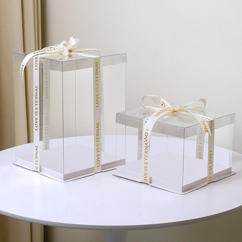 Transparent Cake Box Clear Gift Packaging Boxes Birthday Party Cake Packing Candy Storage Containers  Anniversary Party Decor